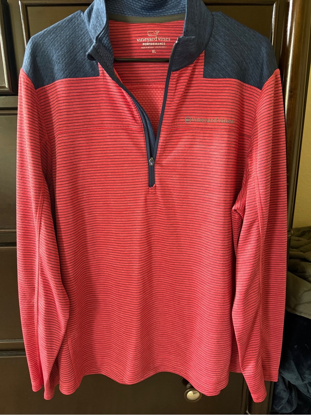 Vineyard Vines Red & Navy Striped Performance Quarter-Zip
